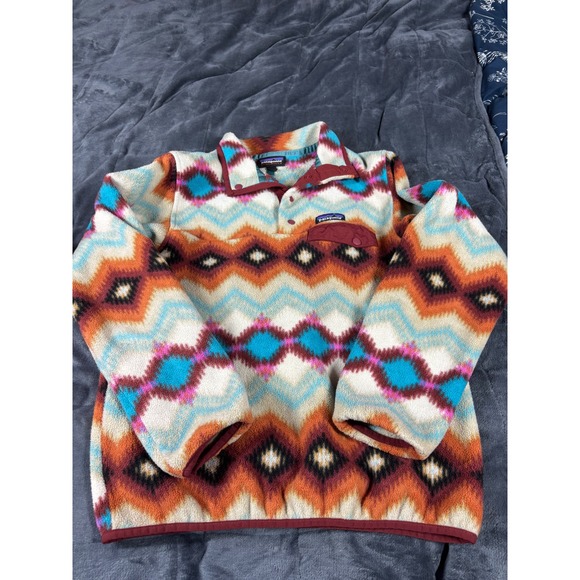 Patagonia Other - Patagonia Synchilla Fleece Pullover Retro Aztec Pattern Snap T Size S